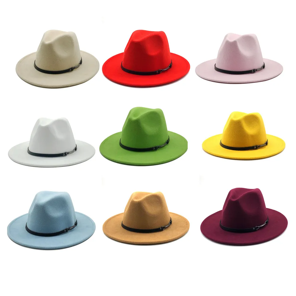 قبعات للنساء الفاخرة فيدورا قبعة الربيع للسيدات الحفلات كنيسة موسيقى الجاز كاب الرجال الأسود سلسلة أبيض سلسلة سومبريرو hombre