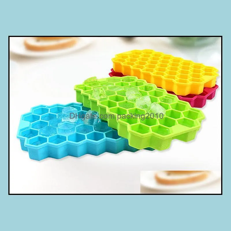 multi-style silicone ice cube tray freeze mould ice cube tray 37 cavity ice-making box honeycomb mold for bar party tools sn351
