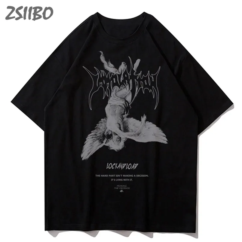 Harajuku Art Fallen Angel Oversize Hommes T-shirt Été Cool Unisexe Hip Hop Drôle Imprimé T-shirt Casual T-shirt Streetwear Tops 220621