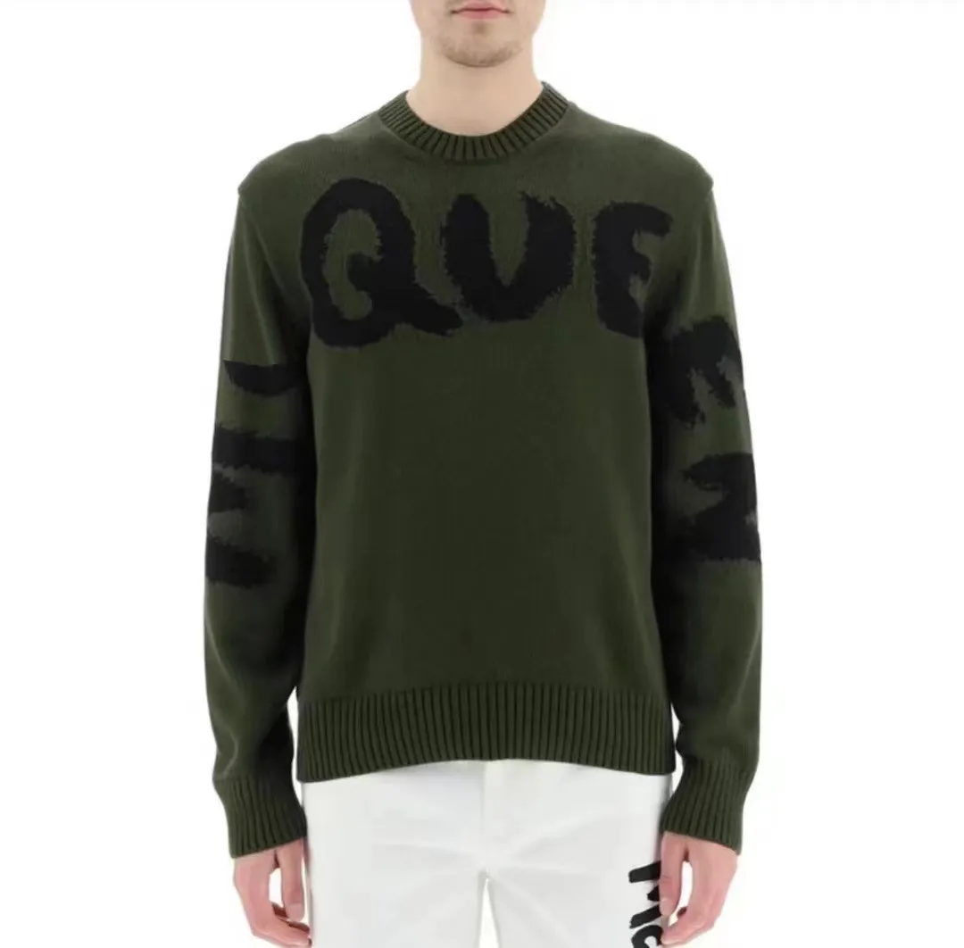 2022FW Nowy Hip Hop Streetwear Knited Sweter Men Gothic Letter Print Pullover Harajuku bawełniany sweter dla kobiet 84531