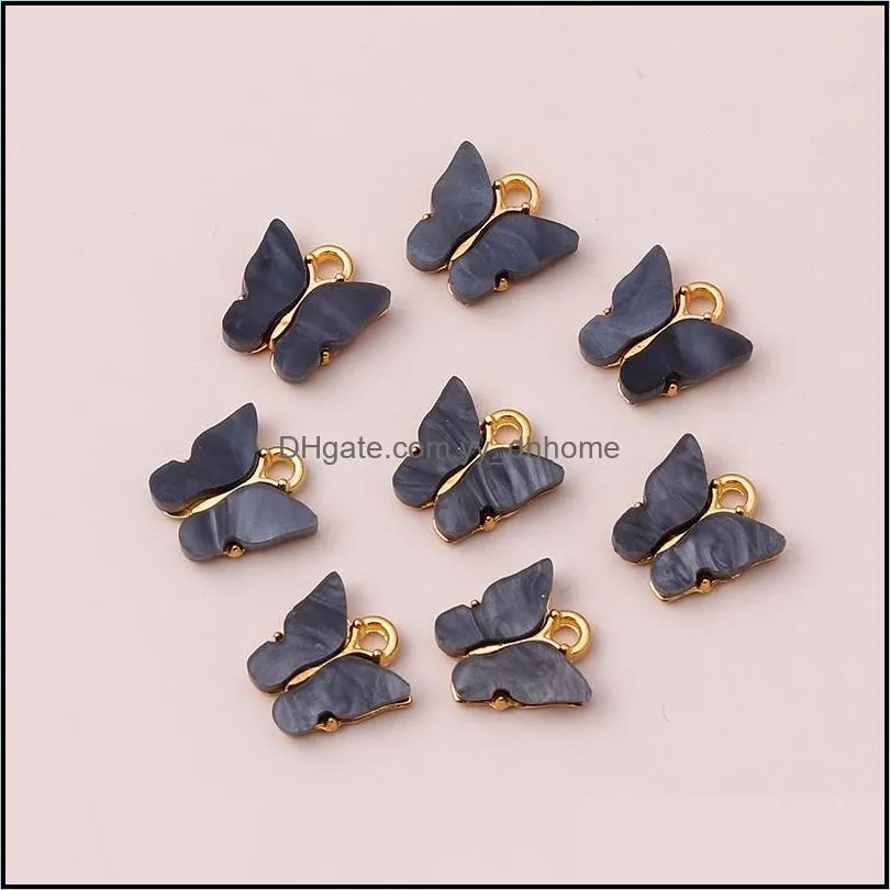 100pcs 13x13mm 9 color pendants resin animal butterfly charms for jewelry making pendant necklaces cute earrings diy handmade