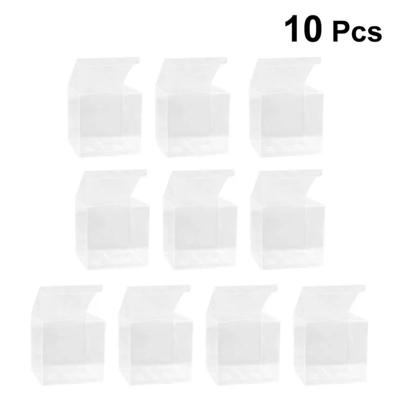 Embrulho de presente 10pcs Caixa de cubo transparente Clear Candy Treat Packing for Baby Shower Wedding Birthday Party - 4x4x4cmgift