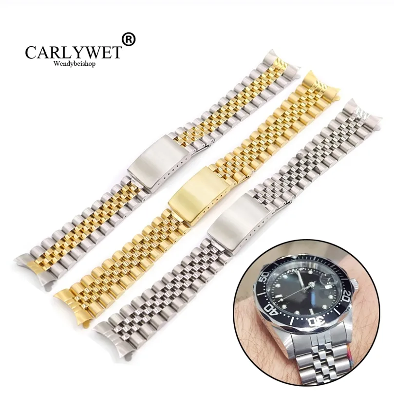 19 20 22mm Two tone Hollow Curved End Solid Screw Links Replacement Watch Band Old Style VINTAGE Jubilee Bracelet For Datejust 220507