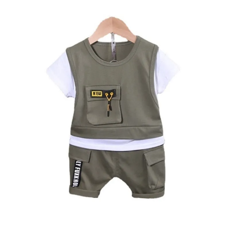 Sommer Kinder Mädchen Mode Kleidung Baby Jungen Baumwolle T-shirt Shorts 2 Teile/sätze Kid Infant Kleidung Kleinkind Casual Trainingsanzug 220425