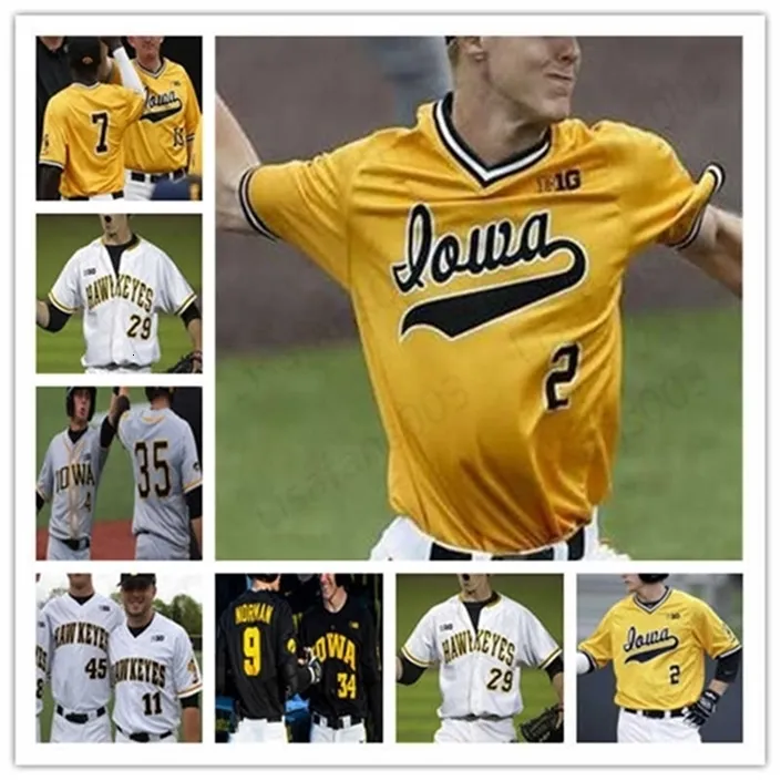 Chen37 Iowa Hawkeyes NCAA College-Baseball-Trikot für Herren und Damen, mit beliebiger Namensnummer, Mischungsauftrag, hohe Qualität