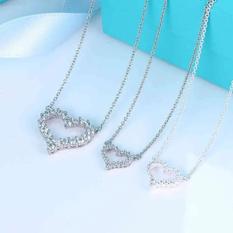 Love Heart a forma di ceso a forma di diamante collana S925 Sterling Silver Love Necklace Light Luxury Niche Design Necklace Gift di compleanno di San Valentino G220713