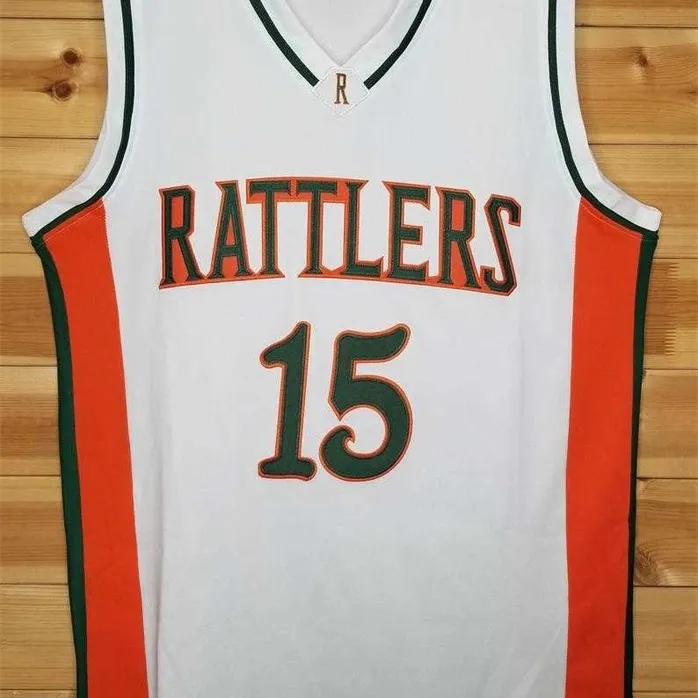 Sjzl98 # 15 DeMarcus Cousins Rattlers Maglia da basket (Home) Maglia da liceo retrò di ritorno al passato Personalizza qualsiasi numero e nome maglie