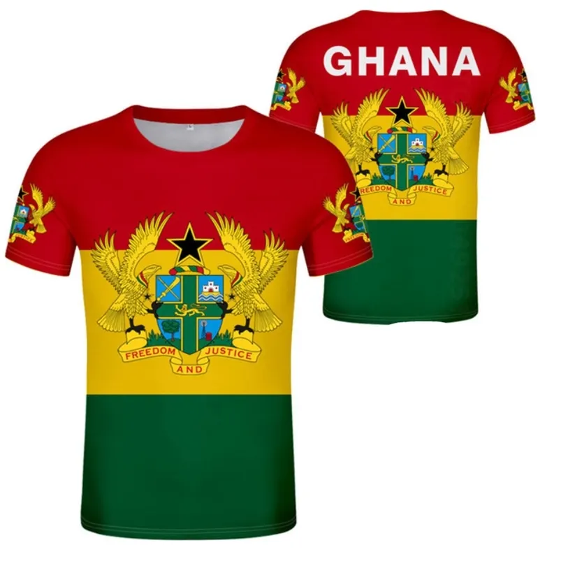 GHANA T-Shirt DIY kostenlos nach Maß Name Nummer Gha T-Shirt Nation Flagge GH Land Republik College Druck P O Text Kleidung 220616