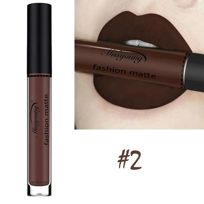 Lip Gloss Sexy Brown Matte Lipgloss Liquid Long Lasting Waterproof Cosmetic Beauty Keep 24 Hours Makeup SJT1Lip