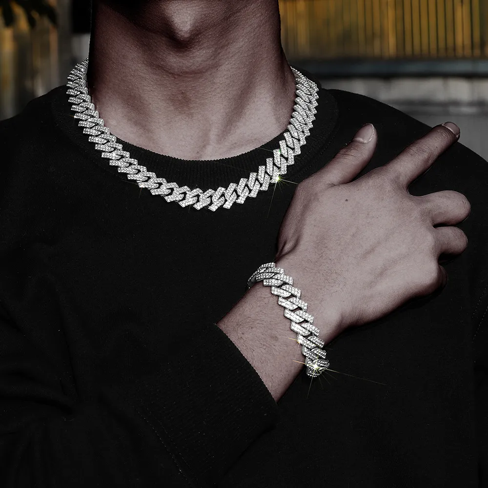Hip Hop Necklace Men 18k Gold Plated Iced Out Cuban