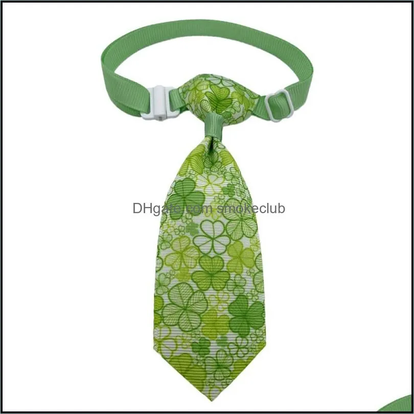 St. Patrick`s Day Dog Bowtie Lucky Green Clovers Patterns Irish Festival Holiday Party Pets Supply LLB14124