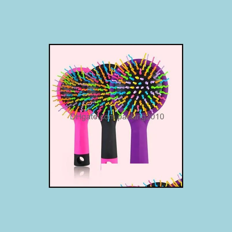 Autres fournitures de toilette de bain Accueil Jardin Candy Rainbow Comb Brosse à cheveux antistatique Volume Mas Brosse à cheveux avec miroir pour perruque humaine Drop Delive