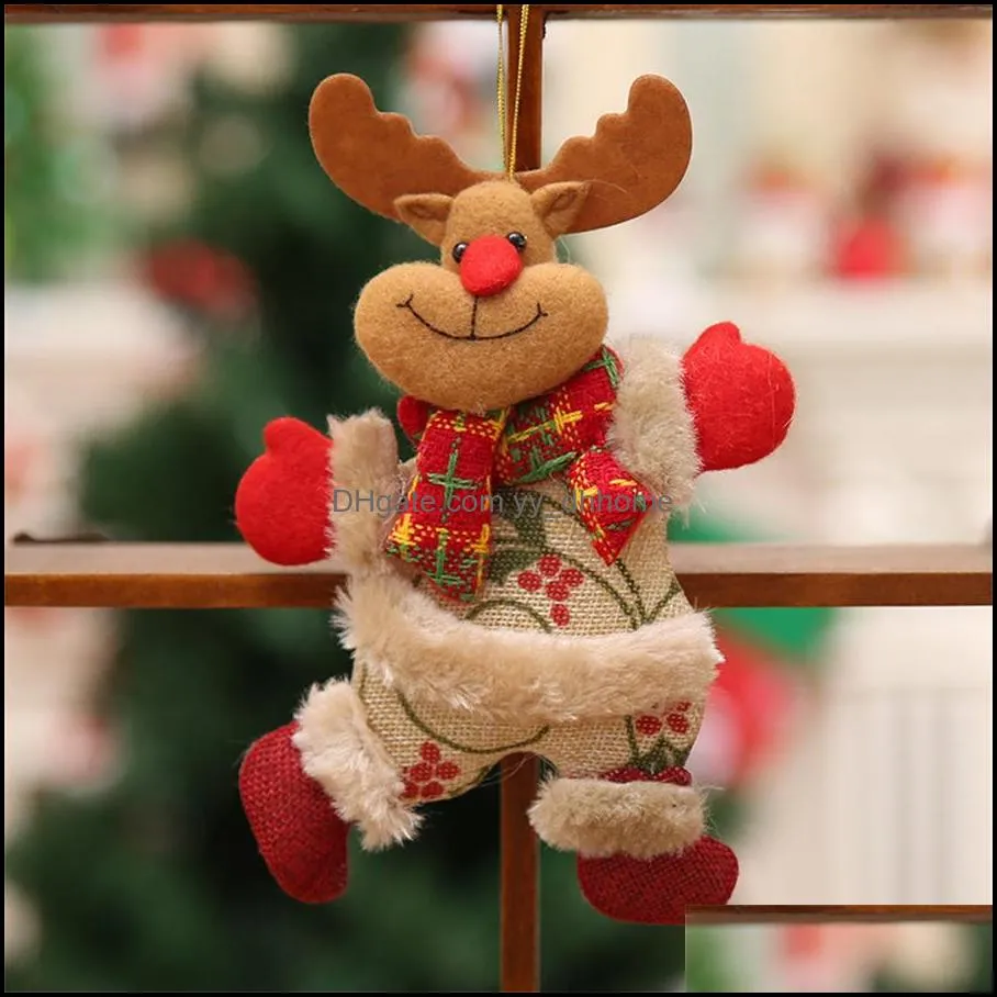 Party Decoration Christmas tree accessories dancing old man Snowman deer bear cloth doll small Pendant Gift