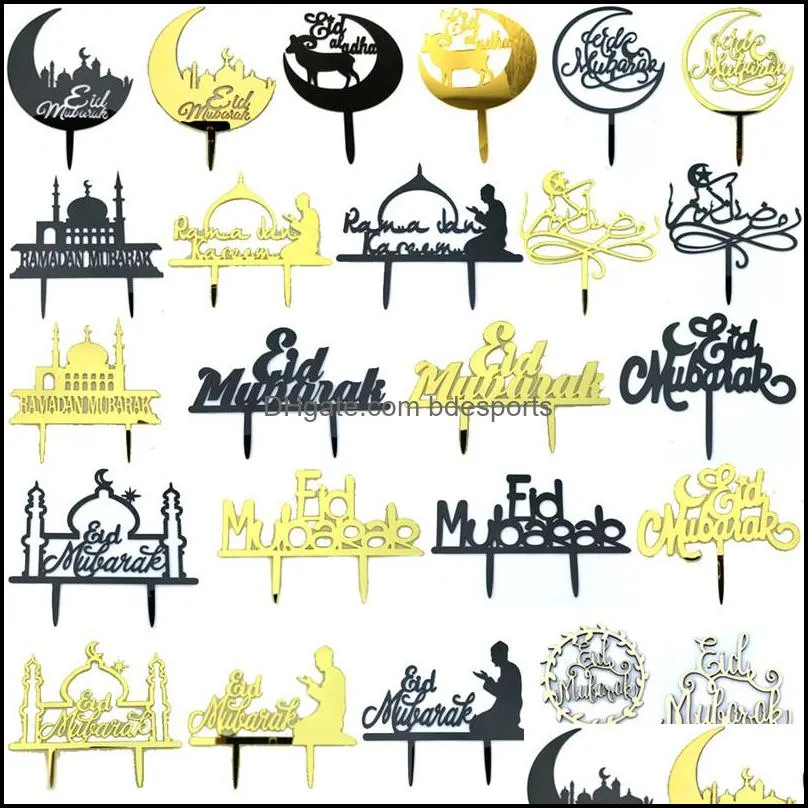 Ramadan Kuchen Werkzeuge Eid Mubarak Muslim Islam Party Cupcake Einsteckkarte Lasser Bairam Acryl Dessert Topper Drop Lieferung 2021 Backformen Ki