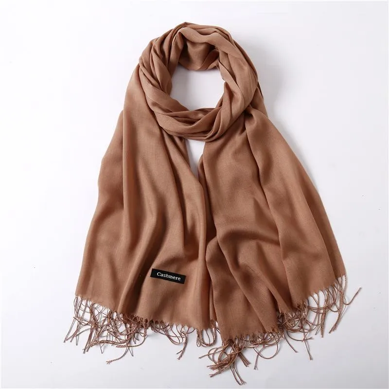 Fashion Solid Hijab Color Luxury Women Scarf Winter Hijabs Long Lady Shawls Cashmere Like Pashmina Scarves