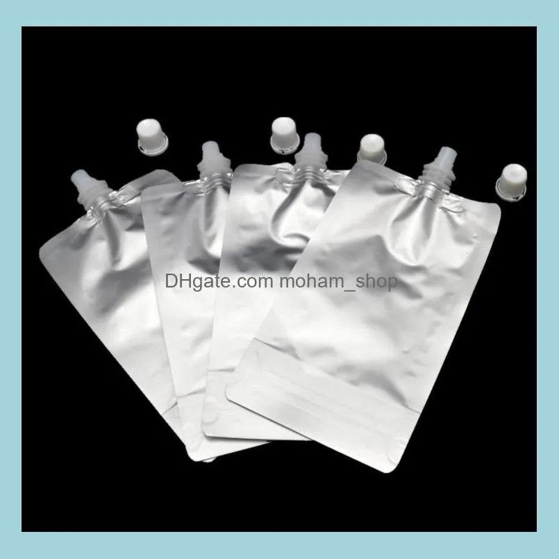 500pcs doypack 150ml 250ml 350ml 500ml aluminum foil bags stand up spout liquid bag pack beverage,squeeze,drink spouts pouch sn4093