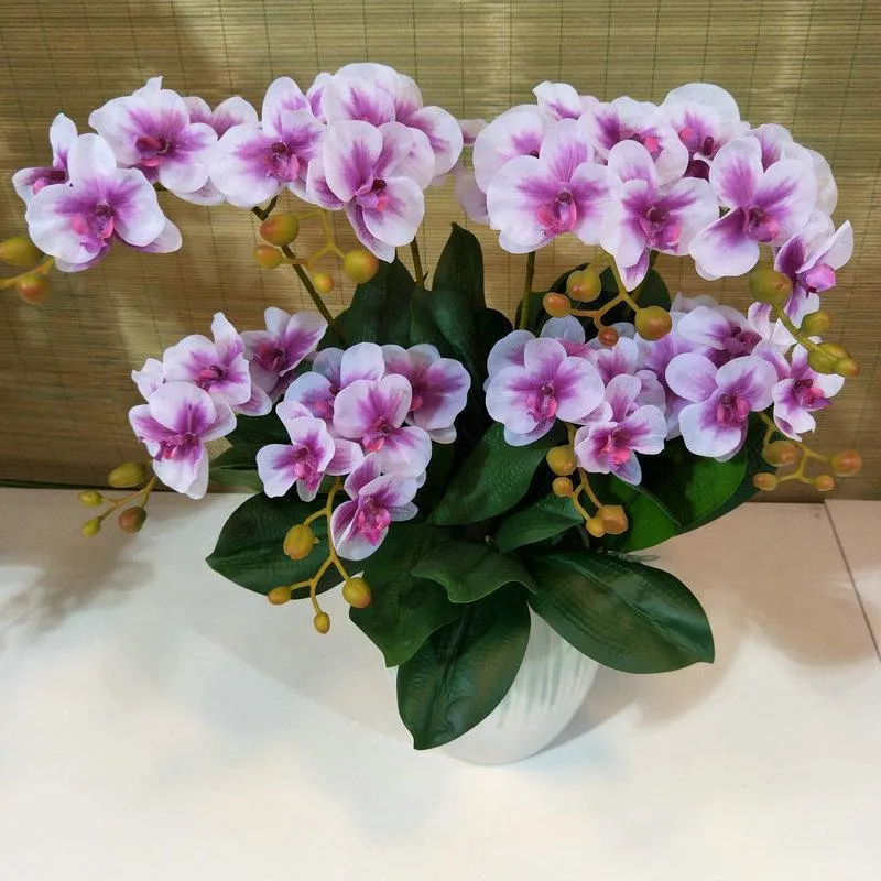 Dekoracyjne kwiaty wieńce sztuczne motyl orchidea luksusowy dekoracje domu ogrodowe przyjęcie świąteczne dekoracja 2 gałęzie 12 fałszywe