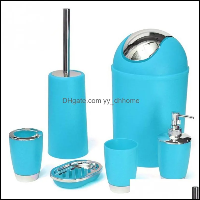 HOT Bathroom Accessories Sets 6Pcs/Set Bathroom Necessities Toothbrush Holder Toilet Brush Soap Dish Bin Cup Sprayer Bottle