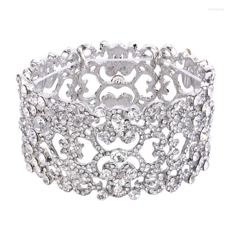 Link Chain Elastic Tennis Armband för kvinnor Art Deco armband Brud Bride Crystal Wedding Bridesmaid Party Jewelry Gift Trum22