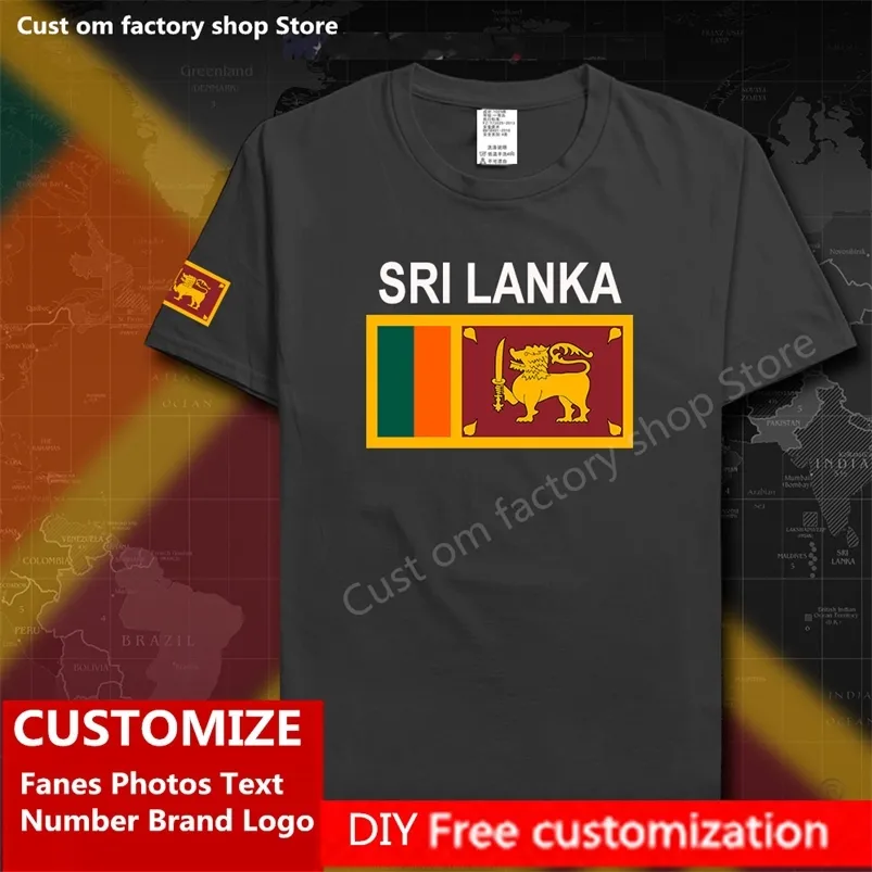 Sri Lanka Lankan Coton T-shirt Personnalisé Jersey Fans DIY Nom Numéro Marque Hip Hop Lâche Casual T-shirt drapeau LKA Ceylan 220616gx
