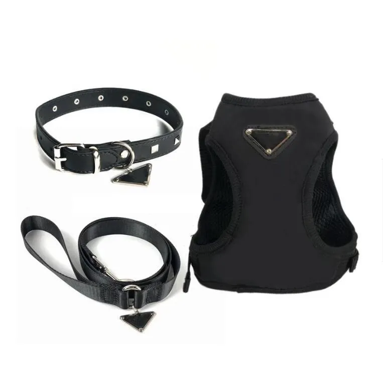 Harnais Step-in Designer Chien Et Laisses Ensemble Marque Collier En Cuir Pour Animaux De Compagnie Laisse Avec Sac À Main Doux Chien Bandana Cravate Pour Petits Chiens De Taille Moyenne Caniche Bouledogue Français Noir