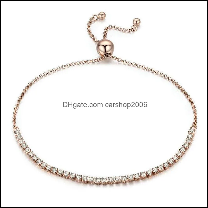 BAMOER 925 Sterling Silver Sparkling Strand Bracelet Women Link Tennis Bracelet Silver Jewelry 3 Colors 1775 V2