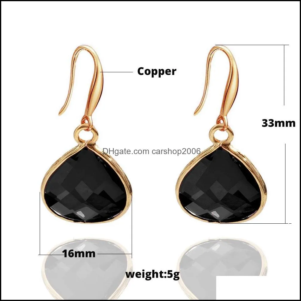 New Simple Yellow White Blue Crystal Water Drop Earrings for Women Big Copper Meatal Hook Dangle Earring Wedding Party Fashion Jewelry