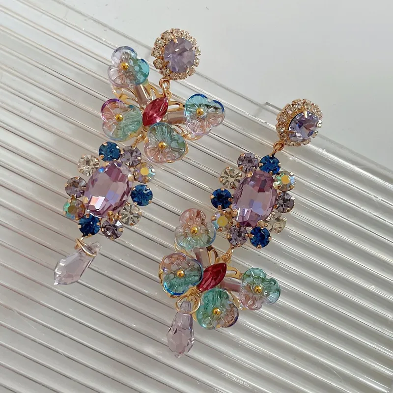 Marka Design Drop Kolczyki Moda Lukrowa Out Jewelry Dangles Bling Rhinestone Pearl Lady Duży Oświadczenie Street Party Barok Butterfly Bow Kolczyk Dla Kobiet Prezenty