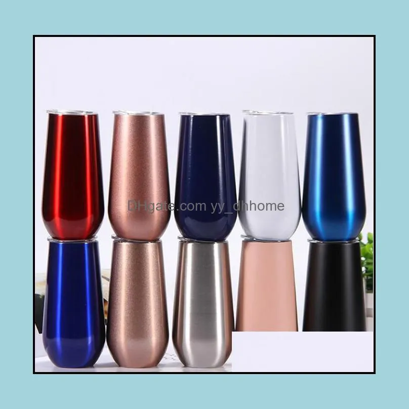 ups 6oz champagne flutes wine tumbler stainless steel vaccum insulated egg cup beer wine drinking with lids