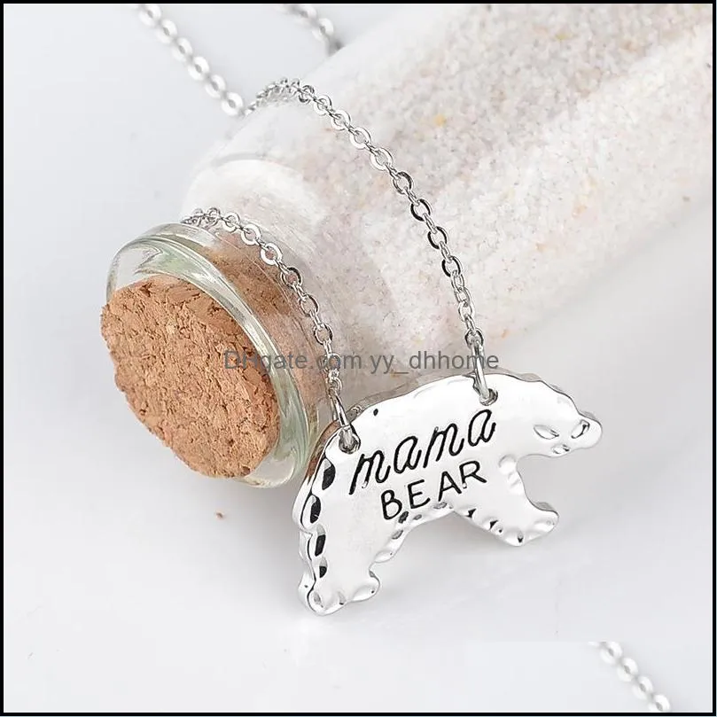 Fashion Gold Silver Tone Personalized Mama Bear Necklace Mother Bear Mom Necklace Mothers Day Gift Jewelry