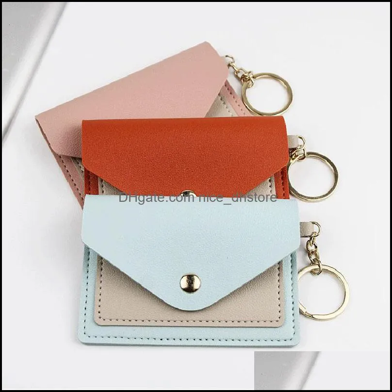 unisex key pouch fashion leather purse keyrings mini wallets coin credit card holder 7 colors