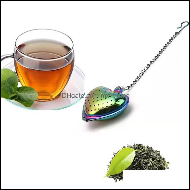 stainless steel creative tea infuser metal heart shape reusable tea coffee filter strainer teapot accessory kitchen gadget tool