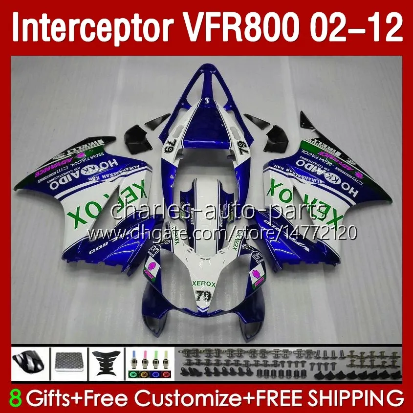 Тело для Honda Interceptor VFR 800RR 800 VFR800 RR CC VFR800RR 02 2002 2003 2004 2005 2006 2007 129NO.131 800CC 02-12 Boodwork White Blue VFR-800 08 09 10 11 12 Объем