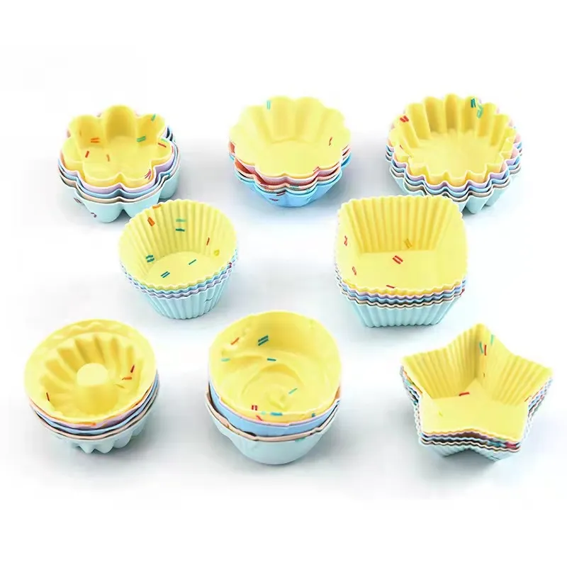 20 Pz/set Stampo per Torta in Silicone a Forma Rotonda per Focaccina Cupcake Stampi per Cottura da Cucina Cottura Bakeware Maker Strumenti per Decorare Una Torta Fai da Te