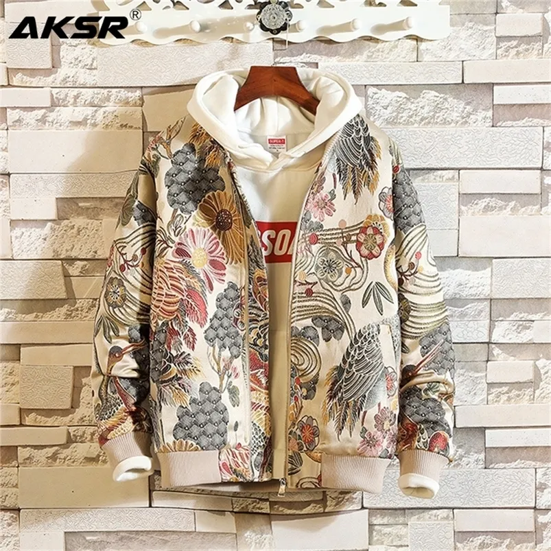 AKSR Spring и осень нового стиля японская вышивка мужская куртка мужская хип -хоп уличная одежда мужская одежда классическая плюс размеры LJ201013