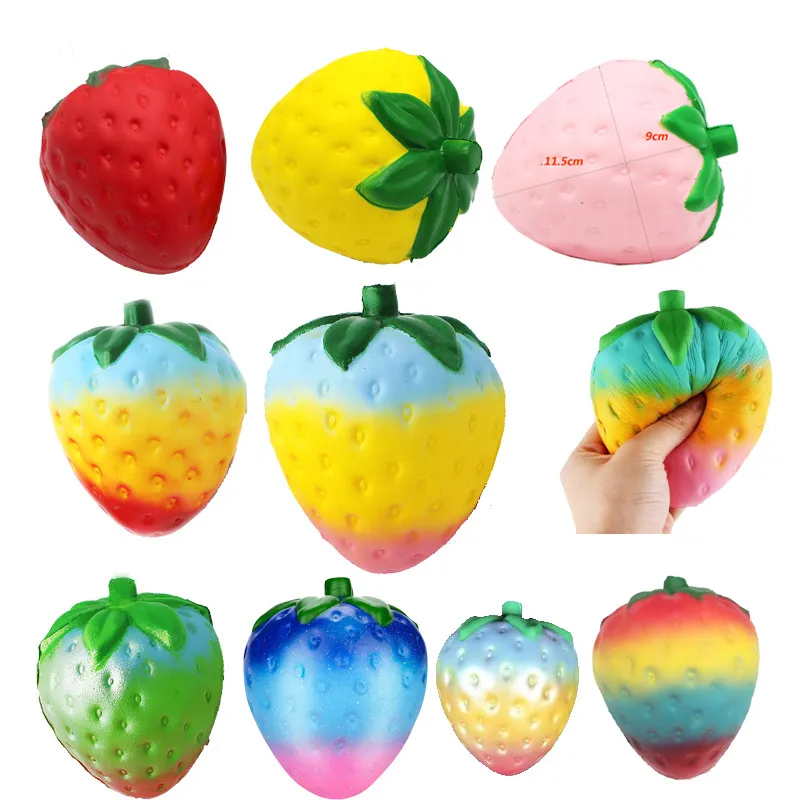 Jouets squishy personnalisés en forme de Fruit Kawaii, en éponge PU, anti-Stress, jouet à fraises, boule spongieuse à montée lente