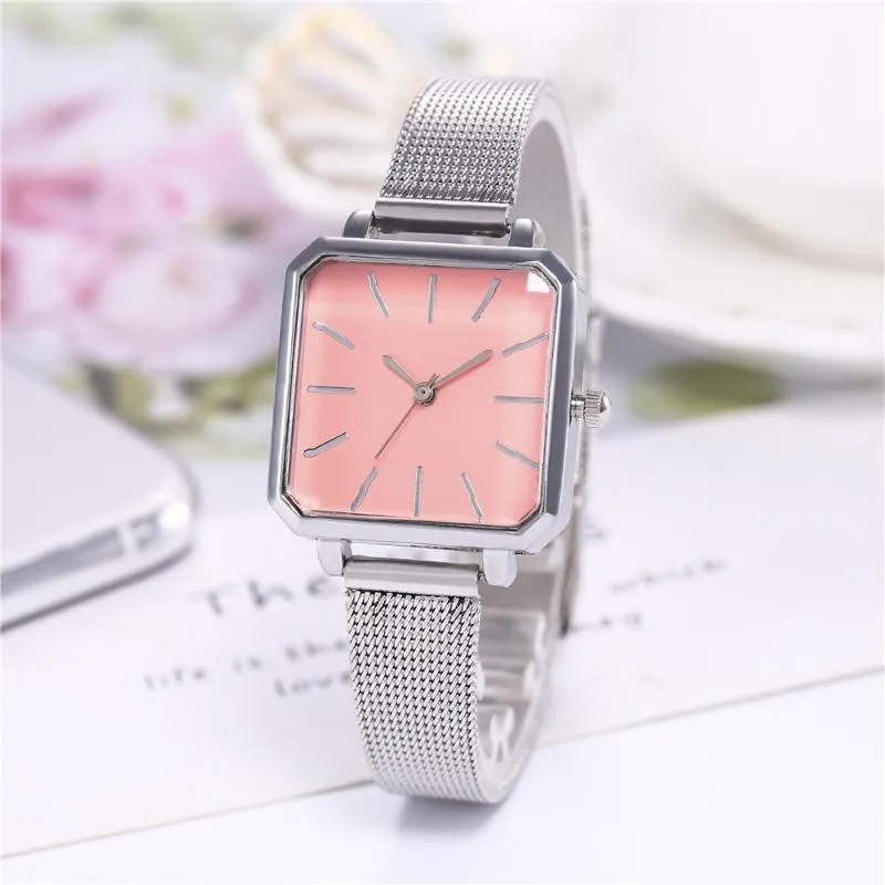 Wristwatches Trend Women Bracelet Watch Silver Square Luxury Crystal Alloy Watches Fashion Quartz Clock Dropshiping MontreWristwatches