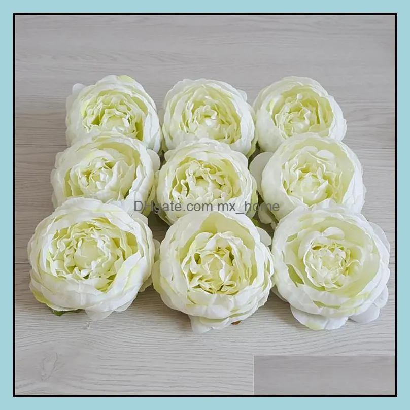 10cm artificial fake flowers for wedding decorations silk peony flower heads party decoration flower wall wedding backdrop white peony