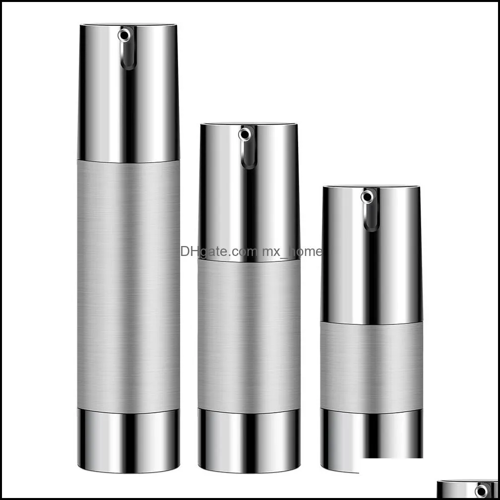15ml 30ml 50ml Gold/silver Empty Cosmetic Airless Bottle Portable Refillable Pump Dispenser Bottles For Travel Lotion