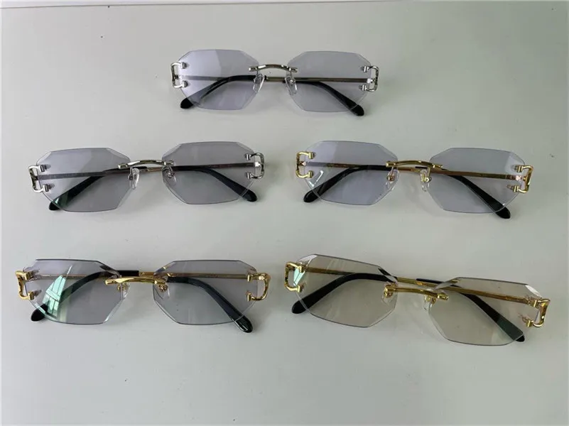 Buff sunglasses lens colors changed in sunshine from crystal clear to dark diamond design cut lens rimless metal frame outdoor 0103 with box