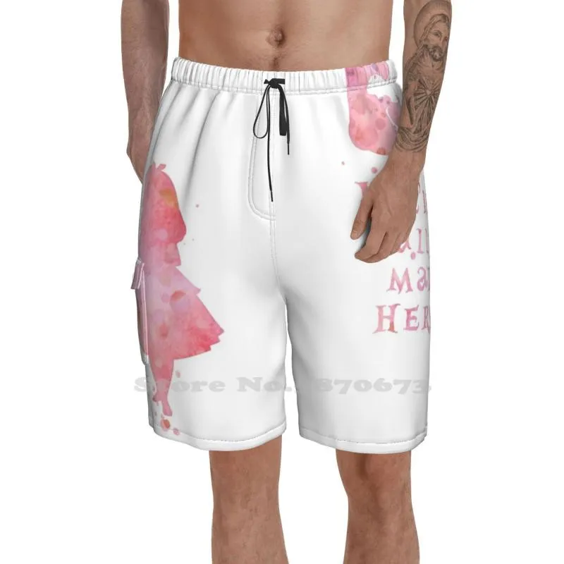 Męskie szorty akwarelowe różowe jesteśmy tutaj szaleni letnie spodnie swobodny męski streetwear pochodziły przez szklane alicemen's