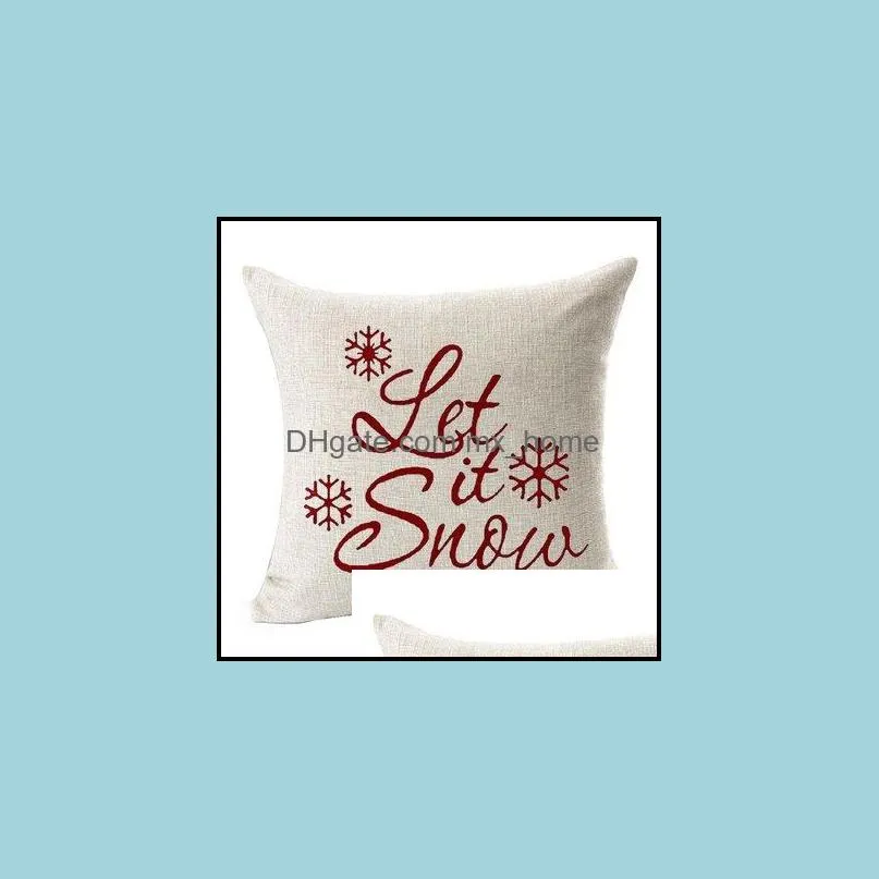45*45cm Christmas Snowflake Cushion Covers Linen New Year Home Sofa Throw Pillow Case Christmas Decoration Pillow Cover Party Supplies