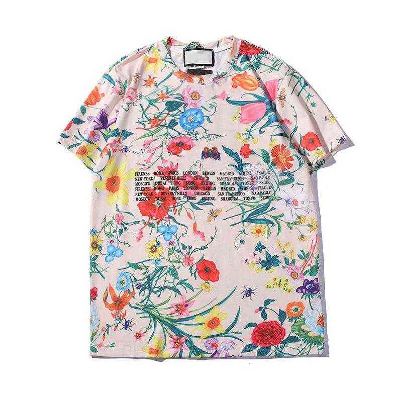 Camiseta de verano para hombre y mujer, camisetas de moda con letras, camisetas transpirables de manga corta para hombre con flores, camisetas al por mayor