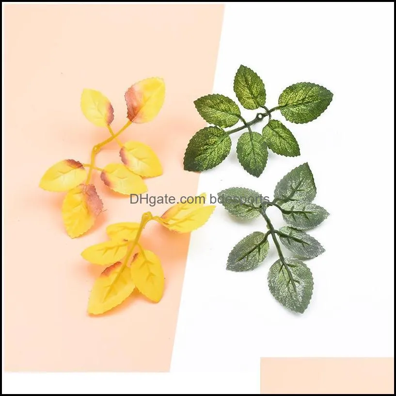 10pcs Artificial Plants Silk Green Leaf Decorative Flowers Wreaths Diy Gifts Candy Box Wedding Home Decor Christmas Fak jllomr