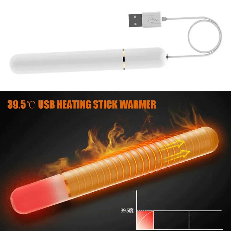 2021 NOVOS CORRIDOS 39.5 Aquecimento USB portátil Stick Sexy Toys Acessory Masturbator And Rod Macho adulto mais quente