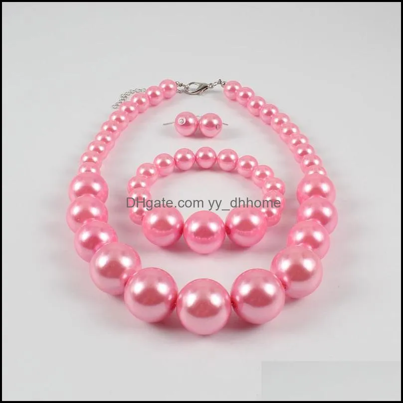 man-made pearl handmade beaded necklaces bracelet earring sets for women girl party club wedding birthday jewelry