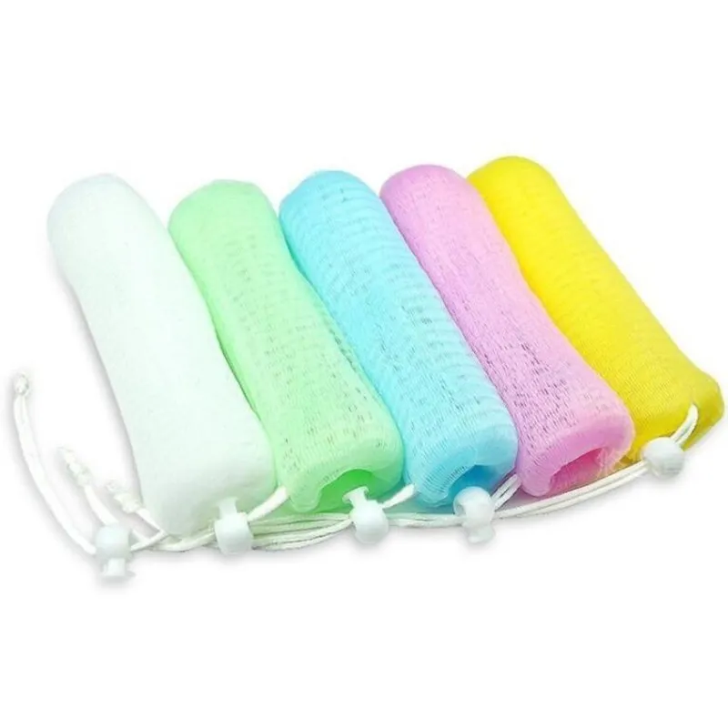 Exfoliating Mesh Soap Pouch Saver Bag Foam Net For Shower Body Scrubber Facial Cleaning Tool Pocket Loofah Bath Spa Bubble With Drawstring