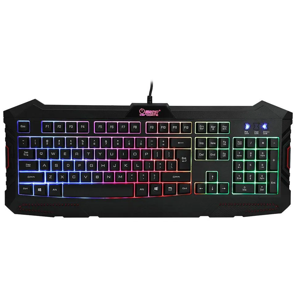Universal Game Keyboard 2 Colors Glow Rainbow Backlit Wired USB Keyboard for Mac PC Laptop Computer