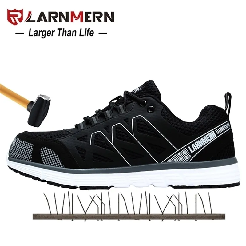 Larnmern Mens Safety Work Steel Toe通気性軽量アンチスマシングnonslip反射保護靴y200915