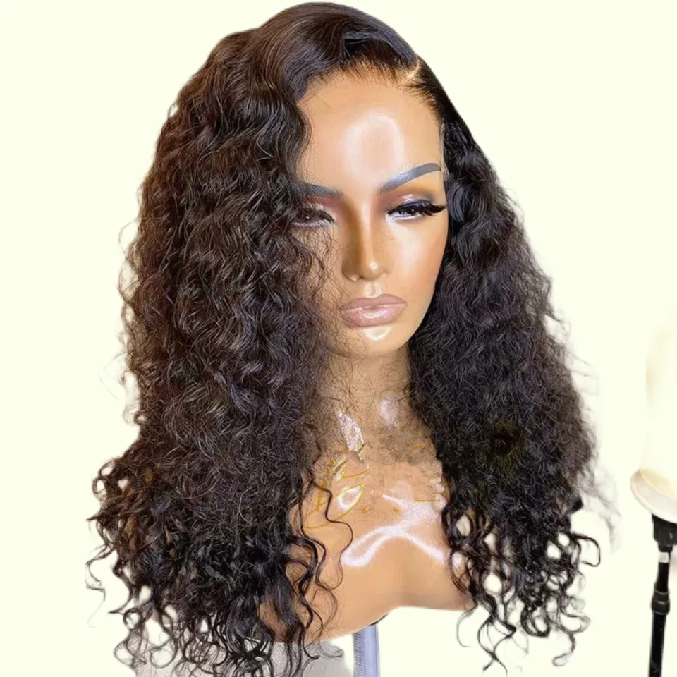 26 polegadas de 180%de densidade longa e curtiva parte do meio de renda grande peruca de renda para mulheres negras com conforto e respirabilidade resistentes ao calor do cabelo